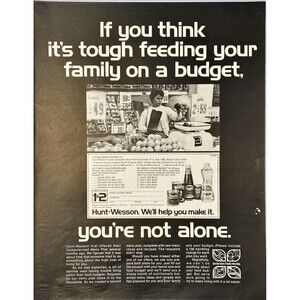 Hunt-Wesson Food Products "On a Budget: Computer Menu Plan" Vtg Print Ad 1970